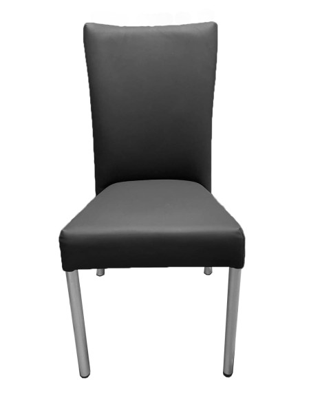 SEDIA POLTRONA HOTEL - POKER IN TESSUTO O SIMILPELLE NERA CON TELAIO GRIGIO