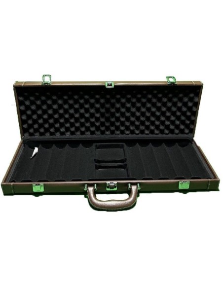 VALIGIA IN SIMILPELLE MARRONE DA 500 CHIPS VUOTA