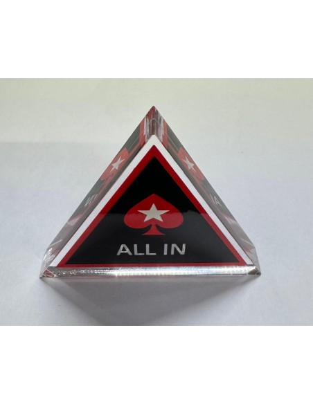 BOTTONE TRIANGOLARE ALL IN IN PLEXIGLAS CON DISEGNO PICCHE