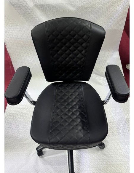 SEDIA SGABELLO POKER DA DEALER IN SIMILPELLE NERA CON BRACCIOLI