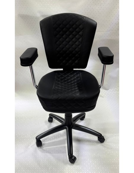 SEDIA SGABELLO POKER DA DEALER IN SIMILPELLE NERA CON BRACCIOLI