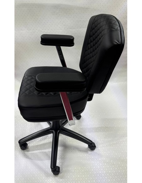 SEDIA SGABELLO POKER DA DEALER IN SIMILPELLE NERA CON BRACCIOLI