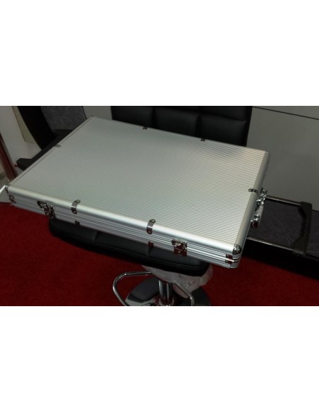 VALIGIA IN  ALLUMINIO DA 1000 CHIPS VUOTA CON TROLLEY