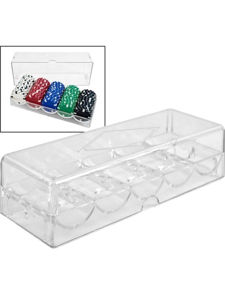 CHIP TRAY  IN  ACRILICO CON COPERCHIO PER 100 CHIPS