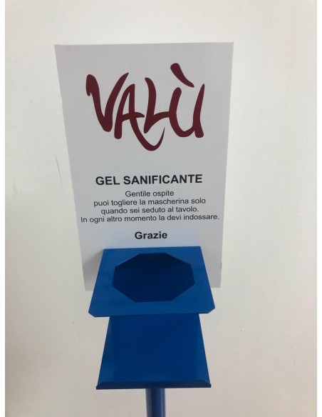 STAND COLONNINA IN VARI COLORI (DISPENSER E GEL IGIENIZZANTE NON INCLUSO) CON PANNELLINO PERSONALIZZATO