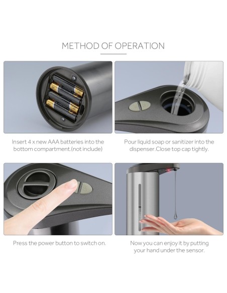 DISPENSER AUTOMATICO NO TOUCH 280 ML PER SAPONE CON SENSORE IR