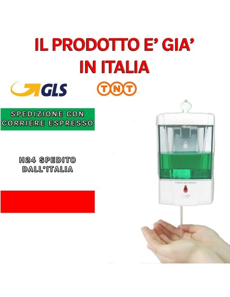 DISPENSER AUTOMATICO NO TOUCH DA PARETE 700 ML PER SAPONE O GEL CON SENSORE IR